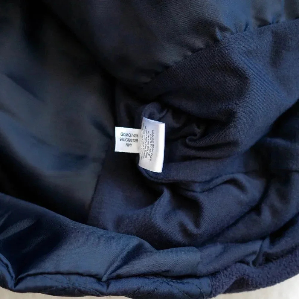 G.H. BASS VEST SZ L NAVY BLUE QUILTED PUFFER FLEECE FULL ZIP POCKETS MADE IN USA - Picture 9 of 9